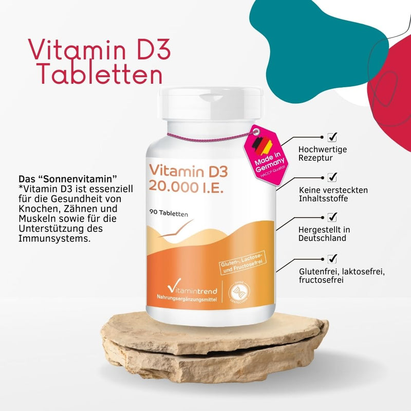 [Australia] - Vitamin D3 20000 IU - 90 tablets - only 1 tablet every 20 days - high dose - cholecalciferol | Vitamintrend® 