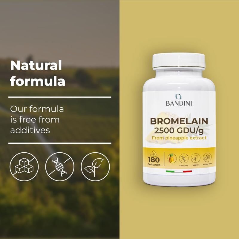 Bandini® Bromelain 180 Capsules 1000mg | 2500GDU High Strength Digestive Enzyme Supplement | 180 Vegan Capsules