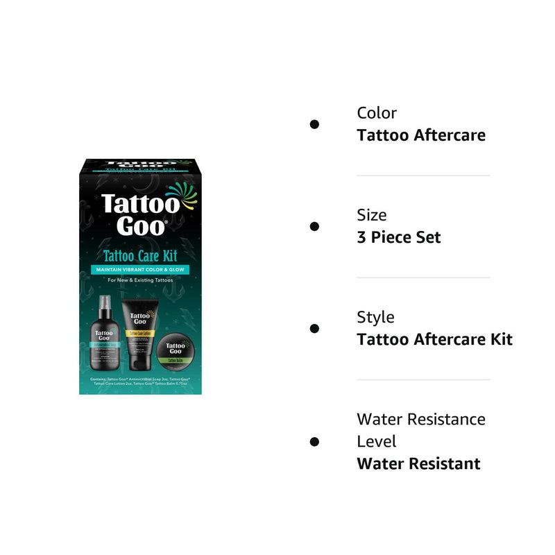 [Australia] - Tattoo Goo Aftercare Kit Includes Antimicrobial Soap, Balm, and Lotion, Tattoo Care for Color Enhancement + Quick Healing - Vegan, Cruelty-Free, Petroleum-Free (3 Piece Set) 