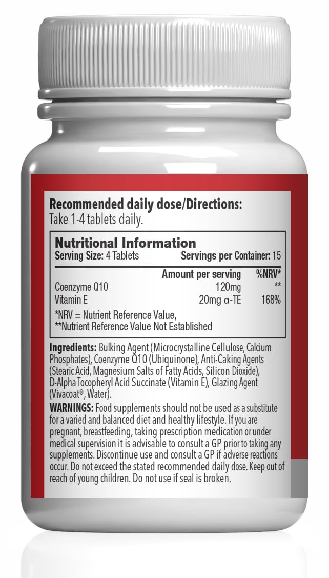 Co Enzyme Q10 30mg | 2 Tubs of 60 Tablets (120 Total) | Convenient Daily CoQ10 Support | High Purity Ingredients | Made in The UK Unflavoured 60 count (Pack of 2)