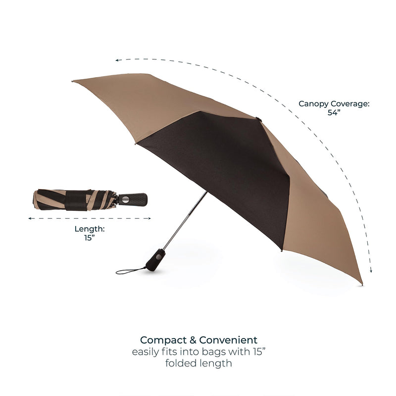 Totes Folding Golf Umbrella Water Repellant, Auto Open/Close, UV Sun Protection, 54-Inch, Navy/White