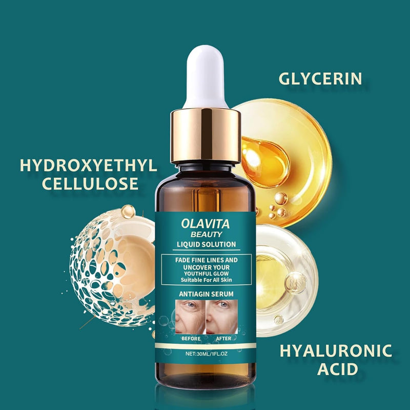 Original OLAVITA Facial Serum, Olavita Liquid Solution Anti Aging Serum, Vitamin C & E Serum, Promotes Skin Collagen Production, smoothes wrinkles and fine lines
