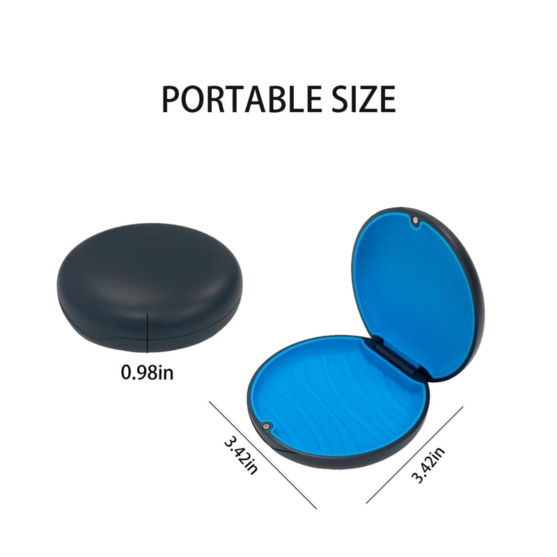 [Australia] - Retainer Case,Cute Slim Aligner Case Compatible with Invisalign,Customized Magnetic Closure Orthodontic Retainer Case (2 Pack Black + Blue Silicone) 2 Pack Black + Blue Silicone 