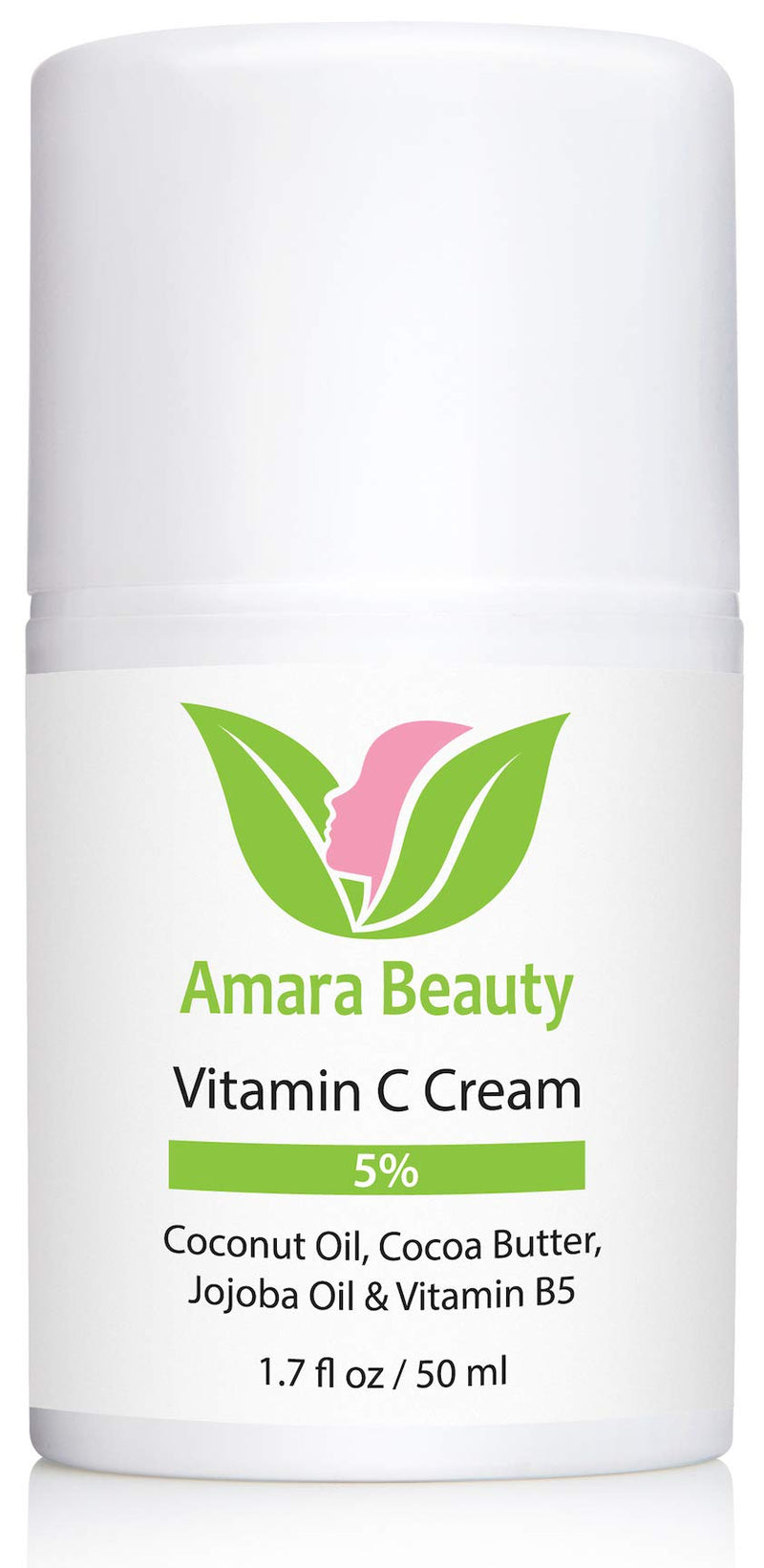 Amara Beauty Vitamin C Cream for Face with Coconut Oil, Cocoa Butter & Jojoba Oil, 1.7 fl. oz. 1.7 Fl Oz (Pack of 1)