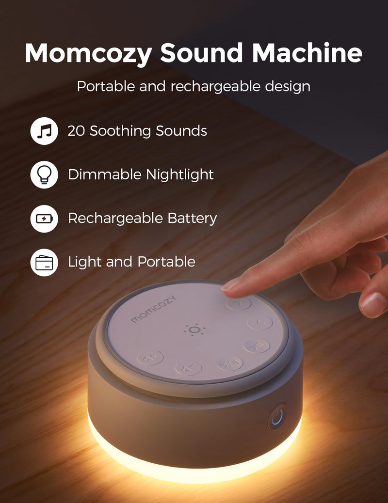 [Australia] - Momcozy Sound Machine for Baby-20 Soothing Sounds & Touch Warm Light Portable White Noise for Kids & Adults for Sleeping Timer and Memory | Ideal Travel Companion & Nursery Must-Have 