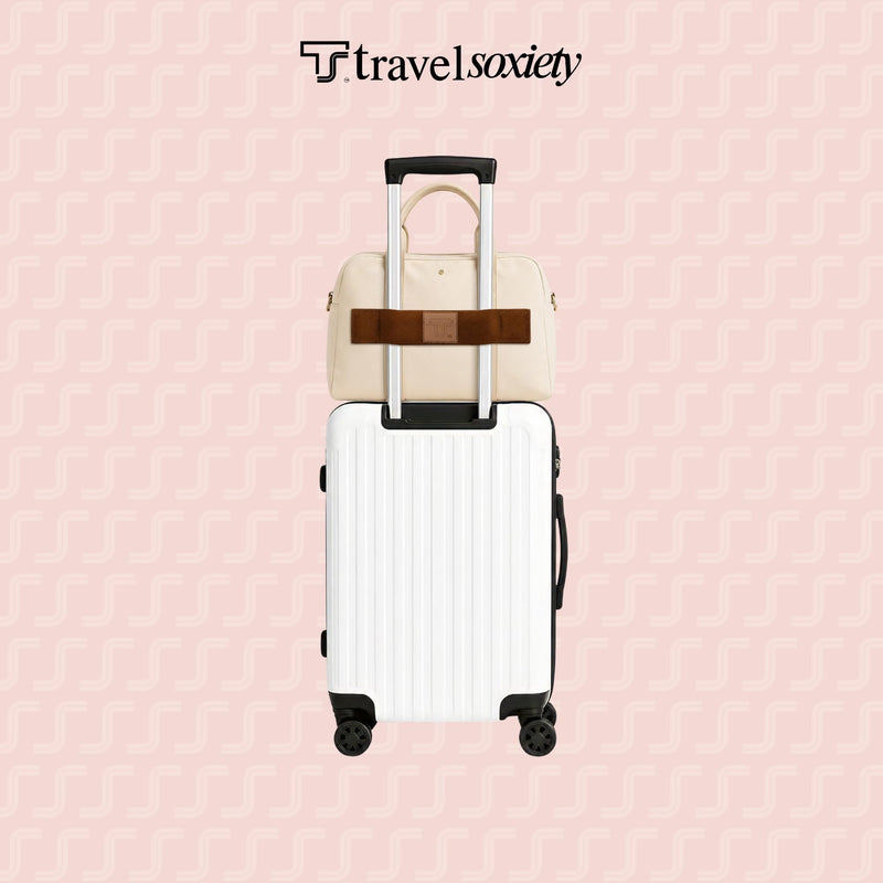 Trolley Strap, TSA Approved, Travel Accessory, Dark Brown | Magnetic, Over Suitcase Handle, Attaching Carry-On Bag, Add-a-Bag Sleeve for Tote, Backpack & Purse, Hands-Free, Neodymium