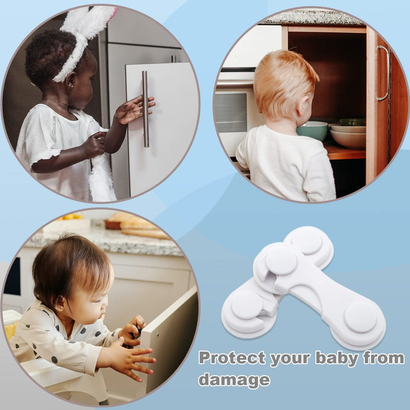 [Australia] - Cabinet Door Locks for Baby Proof and Child Safety, 4 Pack Cabinet Locks with Adhesive for Drawer Cupboards Fridge Closet and Pantry, Childproof Door Latch for Protecting Kids (White-4PCS) 