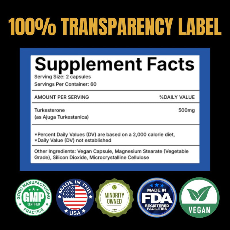 b.Ready Turkesterone Supplement 500mg – 120 Capsules | Ajuga Turkestanica Extract | Vegetarian, Non-GMO, Gluten-Free | Natural Daily Support