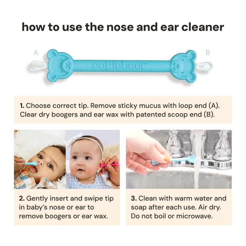 [Australia] - oogiebear: Baby Nose Cleaner & Ear Wax Removal Tool - Safe Booger & Earwax Removal for Newborns, Infants, Toddlers - Dual-Ended - Essential Baby Stuff, Diaper Bag Must-Have, with CASE Blue 1 Pack - Blue w/ Case 