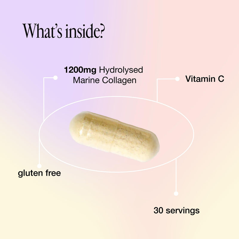 Unfabled Marine Collagen Capsules for Women, 60 Capsules, 1200mg Marine Collagen with Vitamin C, Contributes to Normal Collagen Formation for Skin, Sustainably Sourced, Made in UK
