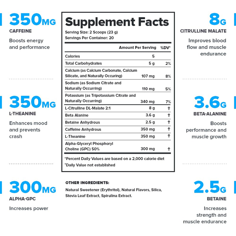 [Australia] - LEGION Pulse Pre Workout Supplement - All Natural Nitric Oxide Preworkout Drink to Boost Energy, Creatine Free, Naturally Sweetened, Beta Alanine, Citrulline, Alpha GPC (20 Servings, Blue Raspberry) 