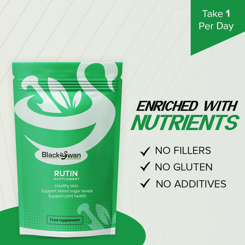 Black Swan Rutin Tablets - 500mg Antioxidant Formula Bioflavanoid Source Vitamin C Energy Boost Detoxification Nutrient Enriched Natural Supplement - 120 Tabs 4 Month Supply 0.01 g (Pack of 120)