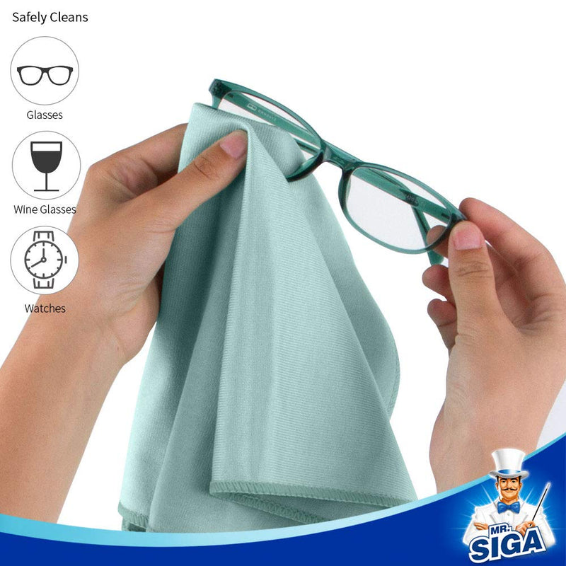 [Australia] - MR.SIGA Ultra Fine Microfiber Cloths for Glass, Pack of 12, 35 x 40cm 13.7" x 15.7" Green 12 Pack-13.7 X 15.7 inch 