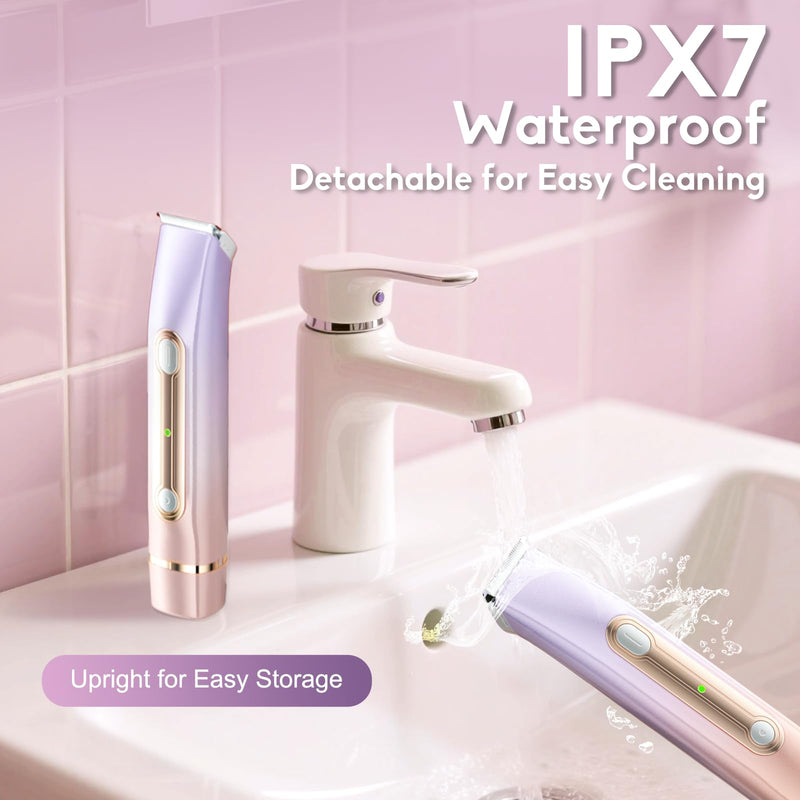Bikini Trimmer for Women, 2 in 1 Women Electric Shaver Dual Head, Rechargeable Pubic Hair Trimmer with Waterproof, Painless Silk Glide Pro Shaver for Underarm Leg Arm Body Face Private Area