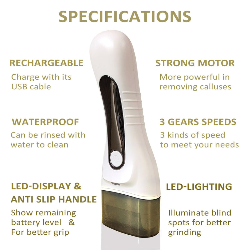 [Australia] - Electric Callus Remover for feet - FSA Eligible - Portable Rechargeable Electric Foot Files with 3 Heads - Pedicure Kit for Dry Dead Hard Cracked Skin 3 Replacement Heads 