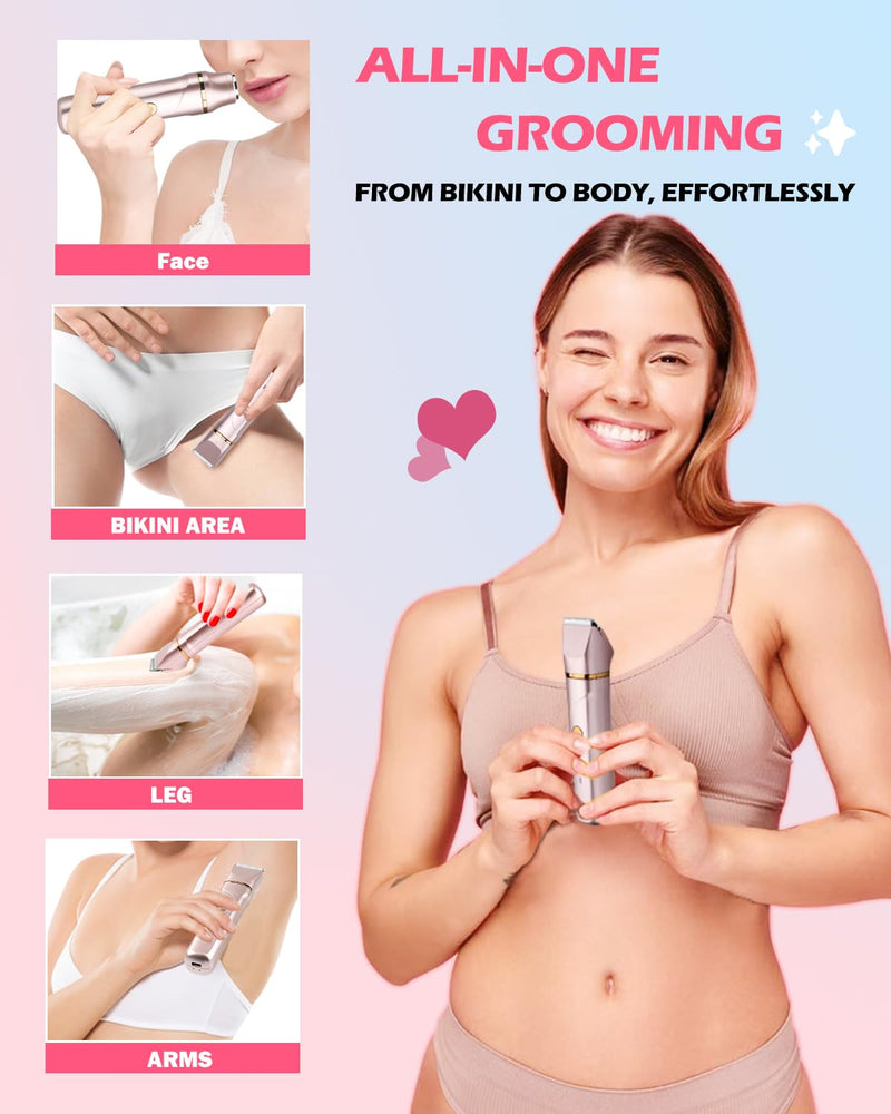 [Australia] - Bikini Trimmer for Women Electric Razors Personal Groomer for Face Pubic Hair Removal, Painless Electric Shaver for Private Area,Underarm, Legs, Arms, Rechargeable,IPX7 Waterproof Rose Pink 