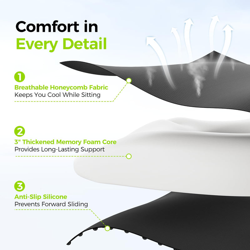 [Australia] - AUVON Sensitive Care Donut Pillow Seat Cushion for Hemorrhoids & Post-Surgery, Sciatica Relief, Donut Chair Cushions with Sloped Design for Thigh Pressure Relief, Memory Foam Lifting Cushions 