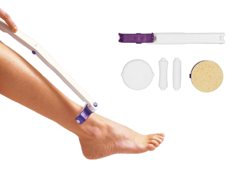 [Australia] - KMINA - Folding Lotion Applicator for Back (Includes Accessory Kit), Long Handled Sponge, Senior, Cream Foldable - Made in Europe 