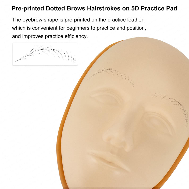 [Australia] - Guapa 5D Nano Eyebrow Practice Head with Stand – Silicone Face Model for Eyebrow, Eyeliner & Lip Training – Preprinted Skin for Beginners and Artists 5D Pre-Printed Kit 2 