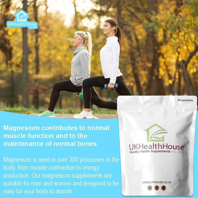 UKHealthHouse Magnesium Glycinate 500mg Supplements as Bisglycinate, Vegan Capsules, High Absorption/Bioavailability - 100mg Elemental Magnesium - UK (180 Pack) 180 count (Pack of 1)