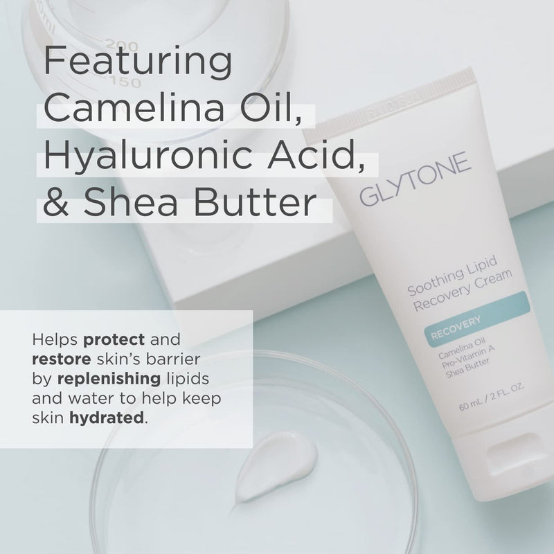 Glytone Soothing Lipid Recovery Cream | Face Moisturizer Hydrates, Calms & Restores Skin Barrier with Camelina Oil, Pro-Vitamin A & Shea Butter | Soothing Cream for Dry and Sensitive Skin - 2 fl oz