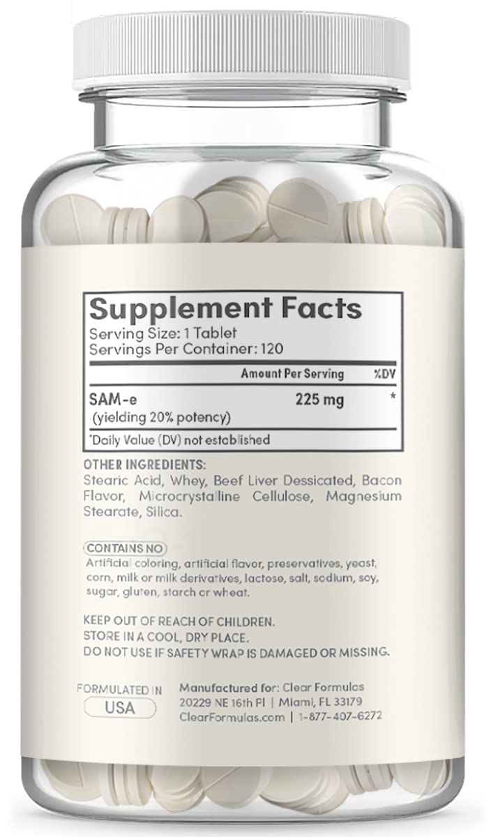 ClearFormulas Sam-e for Dogs, S-Adenosyl-L-Methionine, 225mg 120 Chewable Tablets, Natural Hepatic Liver Health Support - PawsPlanet Australia