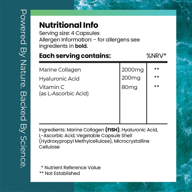 Pure Marine Collagen 2000mg | High Strength Supplement | 120 Capsules | 4-Month Supply | Hyaluronic Acid & Vitamin C | Supports Glowing Skin, Hair Growth & Healthy Gut Function | Fitimins