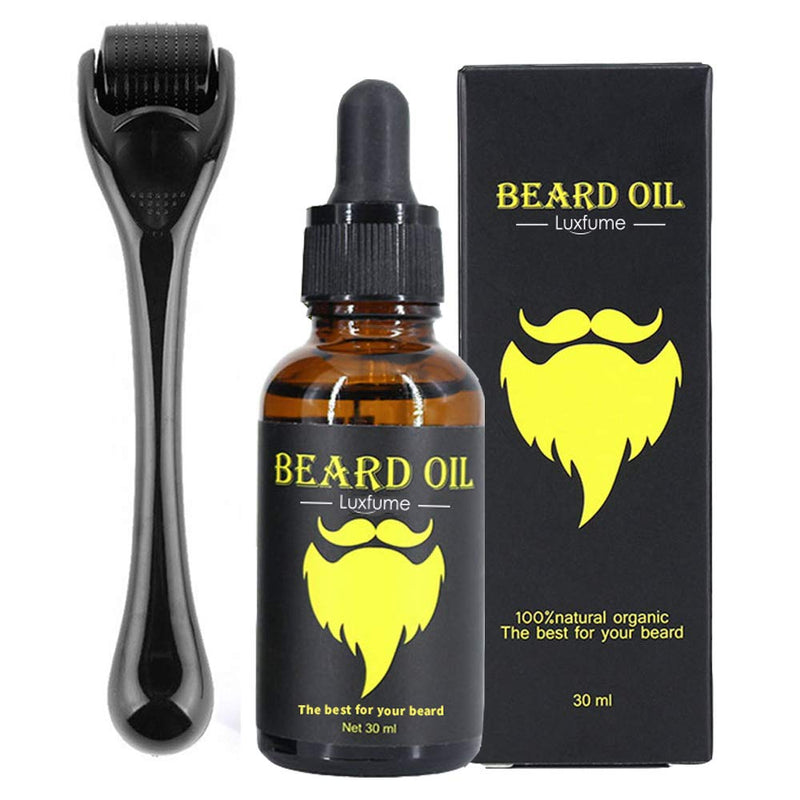 [Australia] - OCHILIMA Beard Growth Kit, 0.5mm Derma Roller/Beard Oil for Facial Hair Growth, for Men and Dads, Grooming Tool to Grow a Beard - Facilitates New and Old Hair Growth 2 Piece Set 
