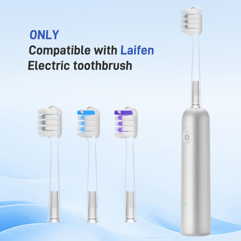 Toothbrush Heads Replacement Compatible with Laifen Wave Electric Toothbrush, Gum Care - Transparent, 10 Pack