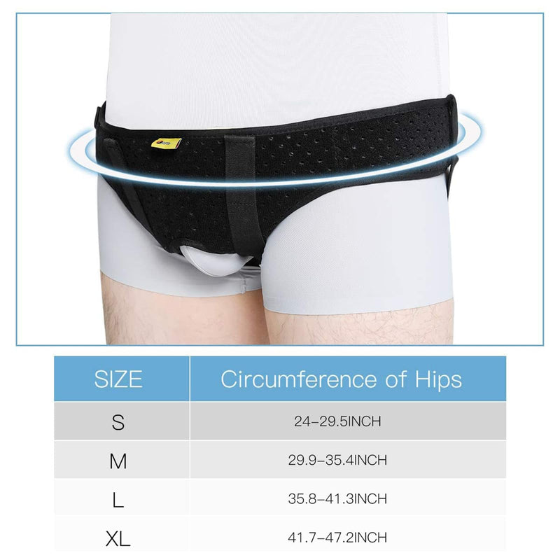 [Australia] - Hernia Belt for Men Hernia Support Truss for Single/Double Inguinal or Sports Hernia, Adjustable Waist Strap with 2 Removable Compression Pads Breathable Material Medium (Pack of 1) 