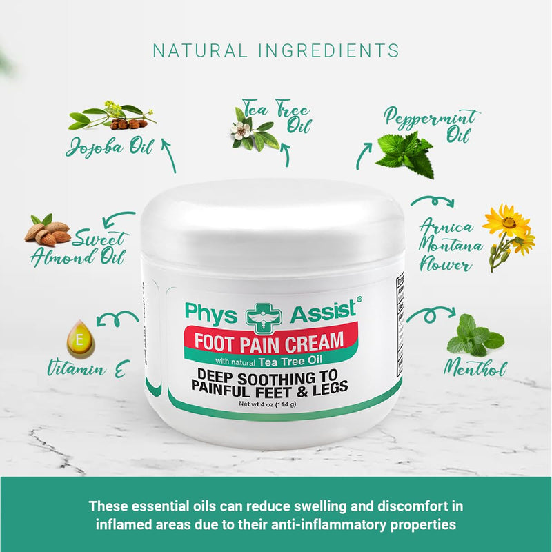 [Australia] - PhysAssist Soothing Foot Cream to Feet and Legs. 4 oz Jar 4 Ounce (Pack of 1) 