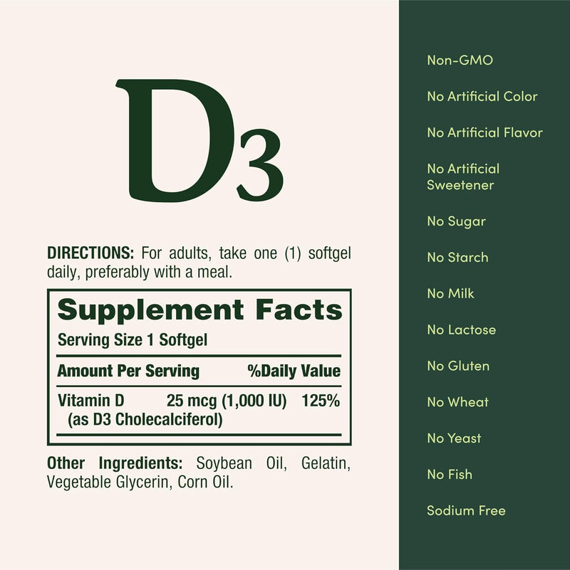 Nature's Bounty Bounty D-1000 IU Dietary Supplement Rapid Release Liquid Softgels 350 ea (Pack of 3) 350 Count (Pack of 3)