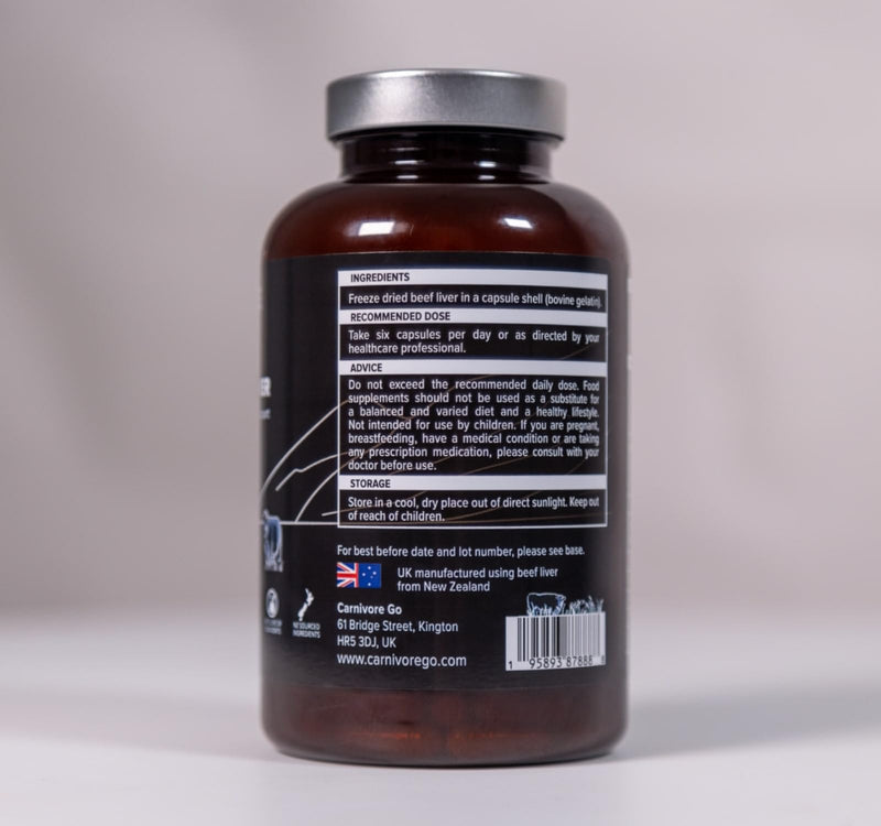 100% Grass Fed Beef Liver Capsules 180 x 500mg – Premium Desiccated Beef Liver Supplements - Pasture Raised in New Zealand - High Protein - Ancestral Nutrition - UK Made, No GMO, Hormones, Antibiotics 1