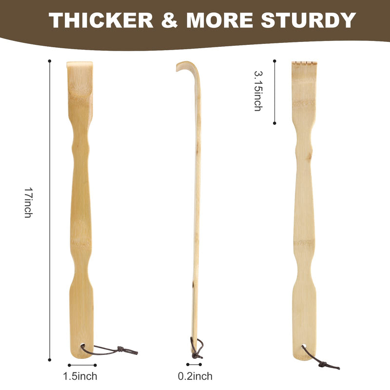 [Australia] - 2 Pack Wooden Bamboo Back Scratcher, 17 Inch Long Handle Back Scratchers for Adults Men Women, with Beautiful Gift Packaging 