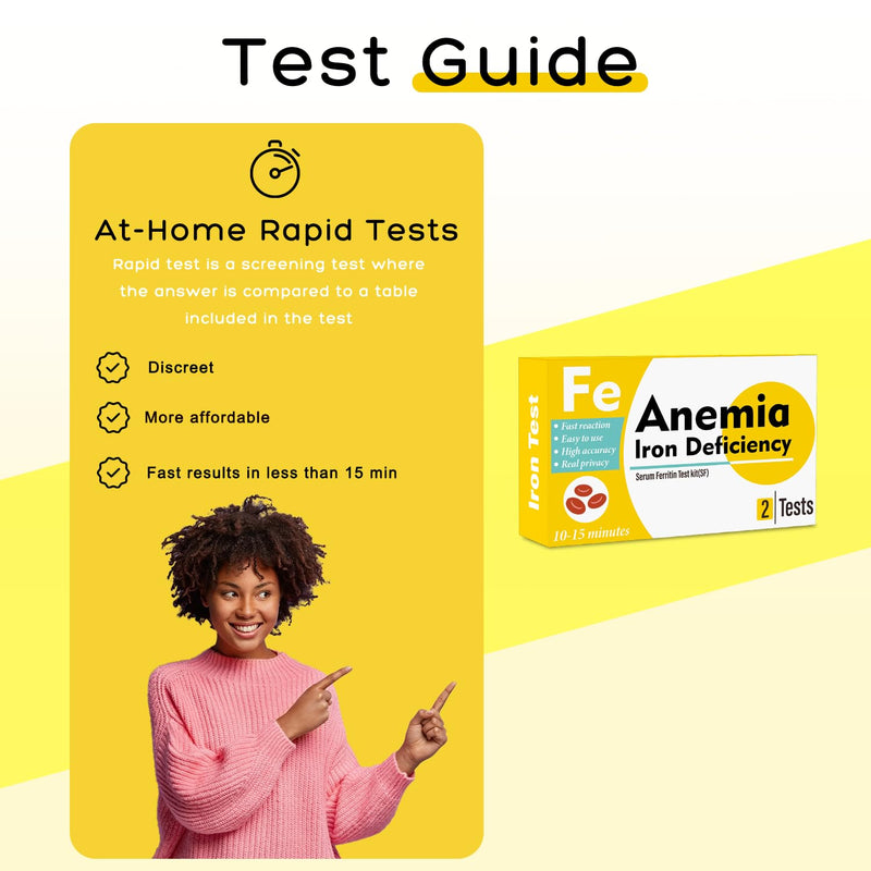[Australia] - Iron Deficiency Test Kit – 2 - Pack, at - Home Iron Test Kit for Anemia, for Quick Response and Accurate Results. Suitable for Both. 2 Count (Pack of 1) 