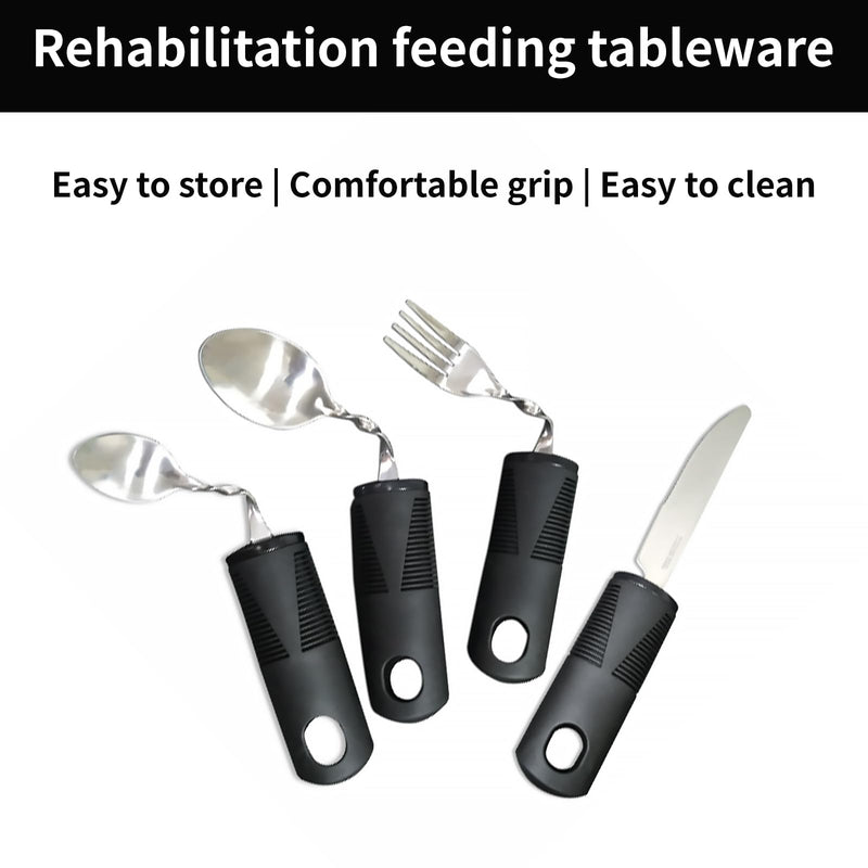4PCS Bendable Cutlery for Disabled Hands, Anti-Shake Adaptive Tableware, Weighted Bendable Cutlery with Knife Fork Spoon for Parkinson Elderly Disabled Arthritis Tremors Sufferers