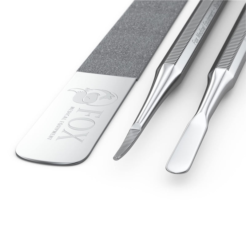 Fox Medical Equipment Ingrown Toenail Treatment Kit – Diamond File & Professional Toenail Lifter Tool – Surgical Stainless Steel Set for Pain-Free Relief, Precision Pedicure & Safe Nail Care