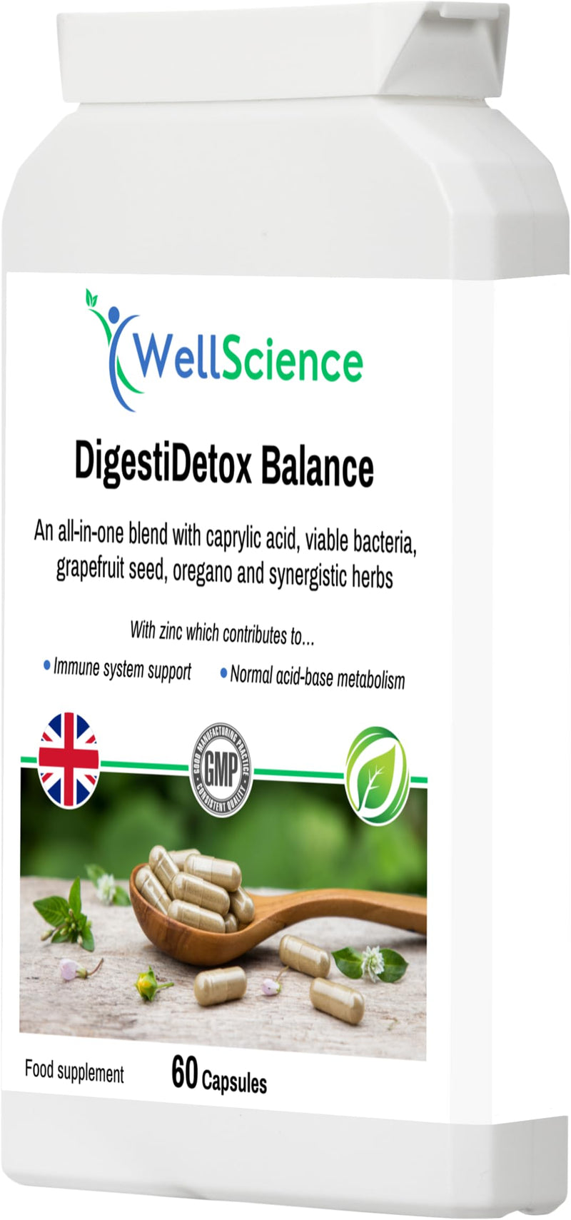 DigestiDetox Balance: Immune Support, Digestive Health, and Metabolism Booster - All-in-One with Caprylic Acid, Probiotics, and Natural Herbs