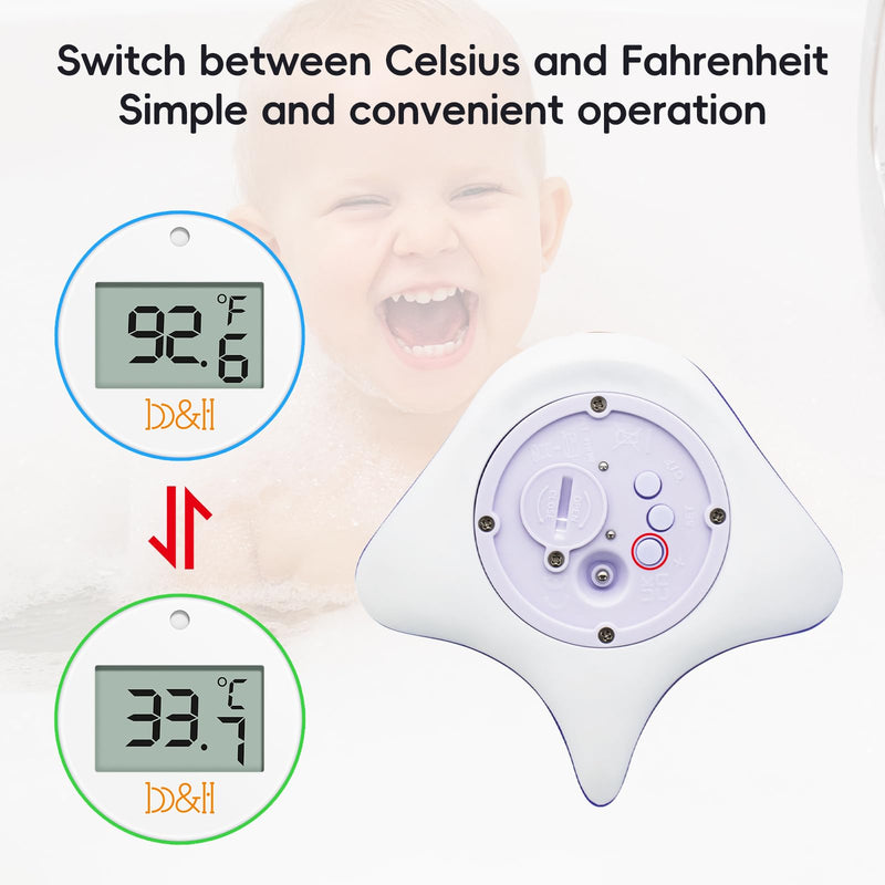 b&h Baby Bath & Room Temperature Thermometer - Digital Infant Bathtub Thermometer, Safe Toddlers Tub Time Floating Toy - Manta Ray blue