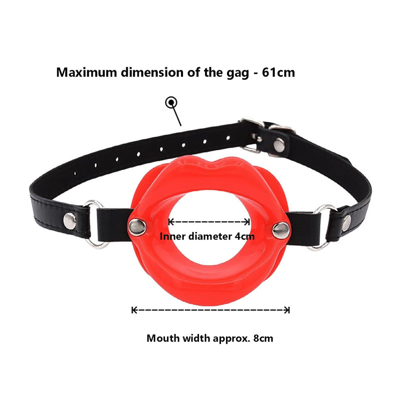 Open Mouth Gag Silicone O-Ring Gags Ball BDSM Bondage Sex Toys Adjustable Head Harness Ballgag Muzzles Restraints Adult Slave Fetish Gear for Men, Women (Red) Red