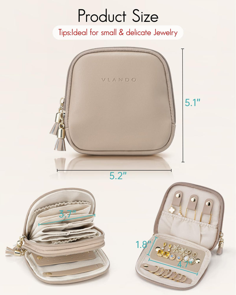 VLANDO Travel Jewelry Case Makeup Bag for Women