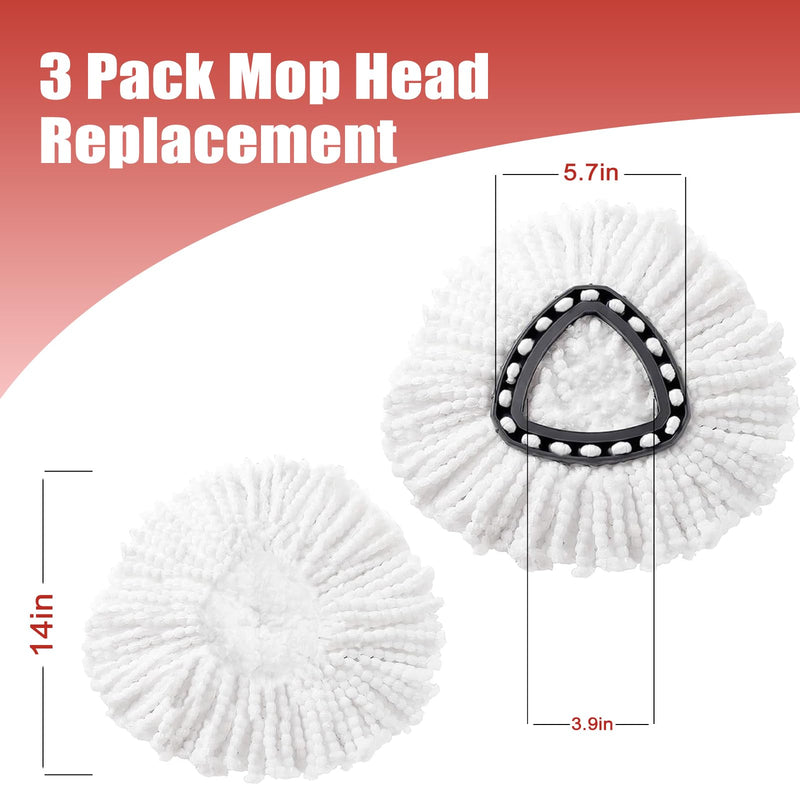 [Australia] - Mop Head Replacement, 3 Pack Spin Mop Refill Replace Head Compatible Easywring 1-Tank System, Great Cleaning Power, Microfiber, Helper Housework, Machine Washable & Easy-to-Replace, White 1-TANK Mop Head (3pcs) 