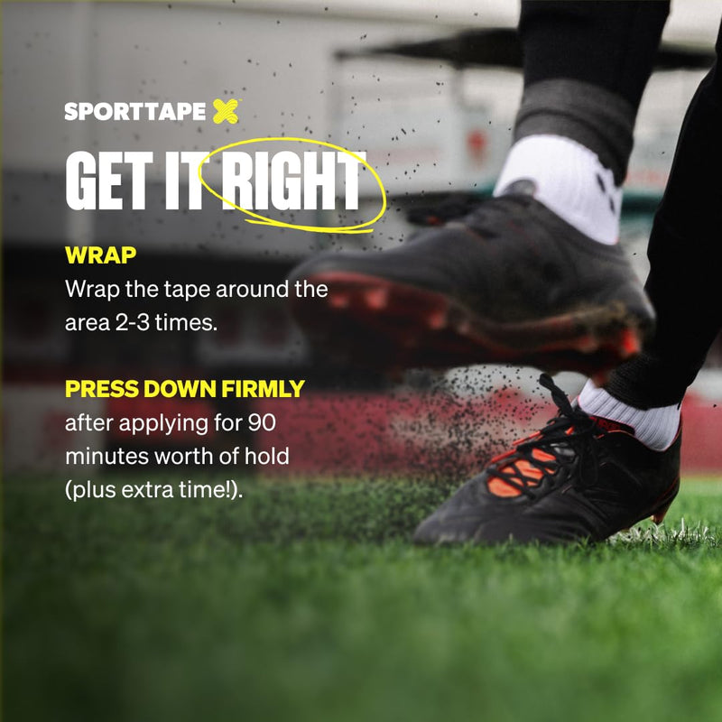 SPORTTAPE 24 Rolls Football Sock Tape, 5cm x 4.5m, Black - Self-Adhesive Cohesive Bandage, Compression Wrap & Sports Stretch Tape for Ankles, Joints, Socks, Vet and Pet Wrap for Dogs and Horses 5x450 cm (Pack of 24)