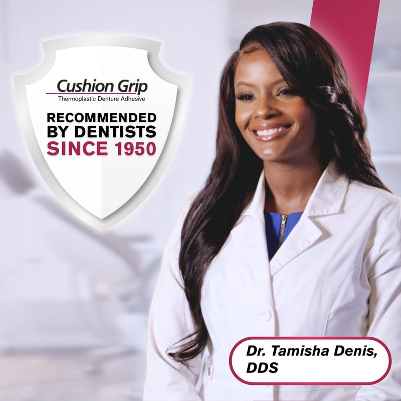 [Australia] - Cushion Grip Denture Adhesive, Trial Size 0.35 oz (Pack of 3) ‚Äì Long-Lasting, Glue-Free Thermoplastic Formula for a Comfortable & Secure Fit Up to 4 Days 