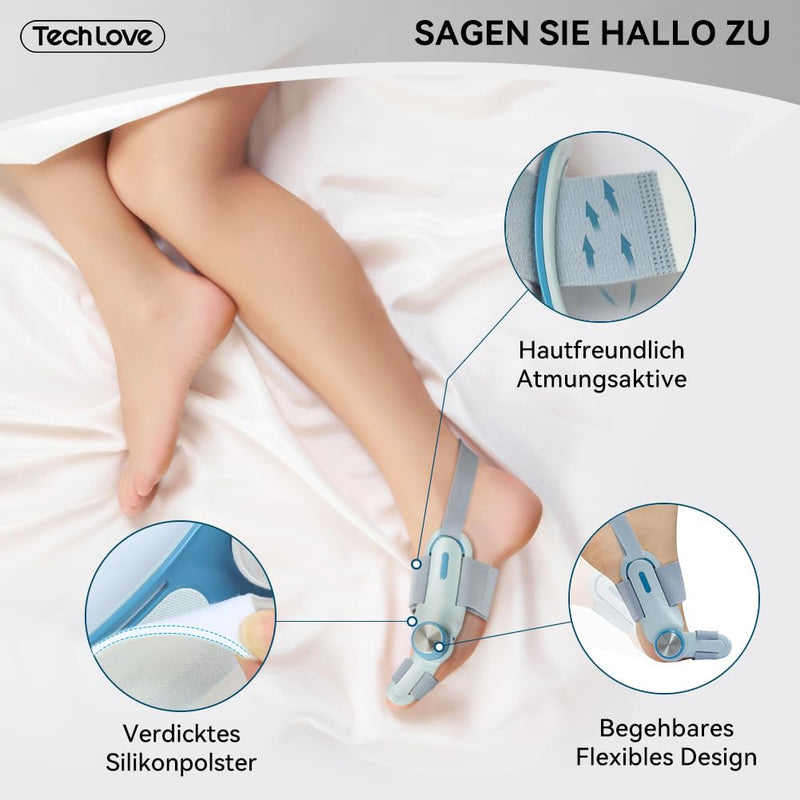 [Australia] - Tech Love Hallux Valgus Correction Fixation Plate Upgrade Hallux Valgus Bunion Toe Corrector with 3 Different Mounting Angles Hallux Valgus Splint for Toes Day and Night Unisex Blue 