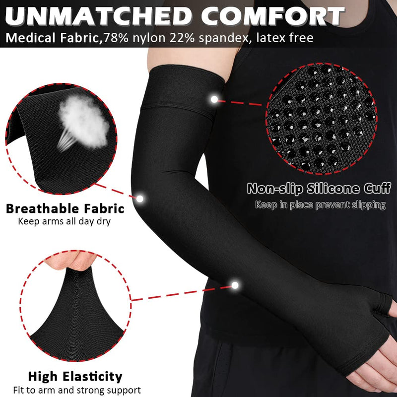 [Australia] - Ailaka Lymphedema Compression Arm SleeveÔºàSingleÔºâ with Gauntlet for Men Women, 20-30 mmHg Medical Compression Arm Sleeve Black XX-LargeÔºàSingleÔºâ 