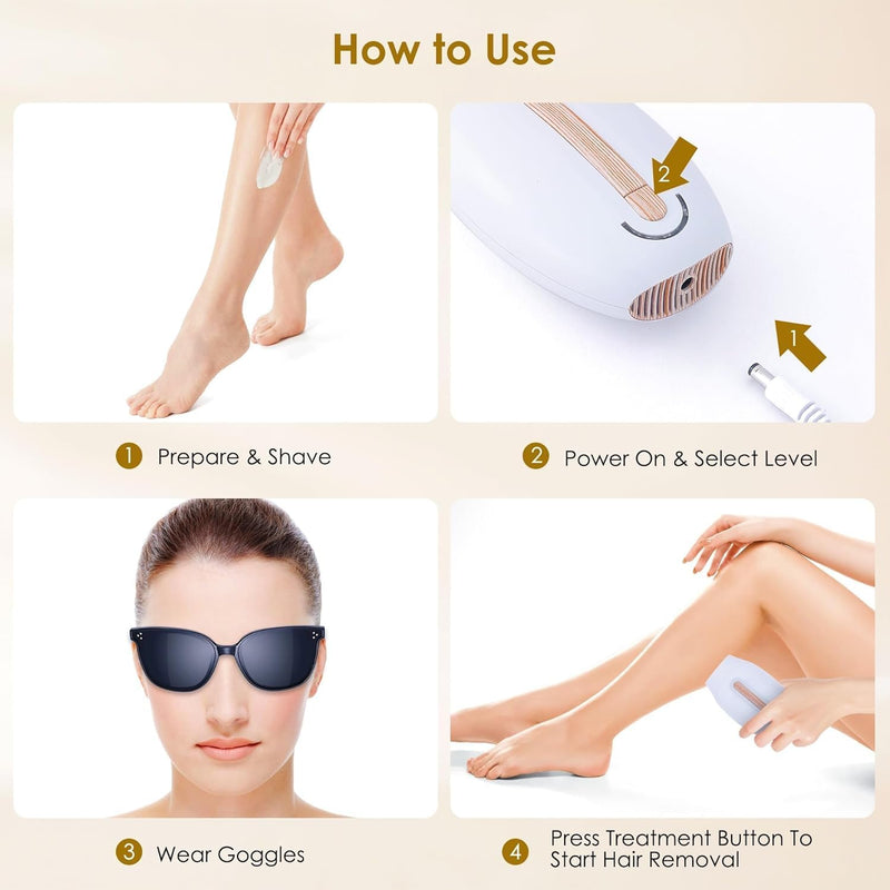 [Australia] - Laser Hair Removal Device IPL Hair Removal Permanent for Women at-Home, Painless Laser Hair Remover Whole Body Armpits Back Legs Arms Face Bikini Line White 