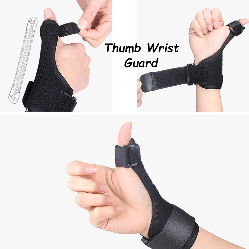 [Australia] - HKJD Thumb Spica Splint Reversible Thumb Brace for Pain Relief, Arthritis, De Quervain's tenosynovitis, Sprains, Strains, Carpal Tunnel & Trigger Finger Immobilizer Adjustable Wrist Strap Black Upgrade 