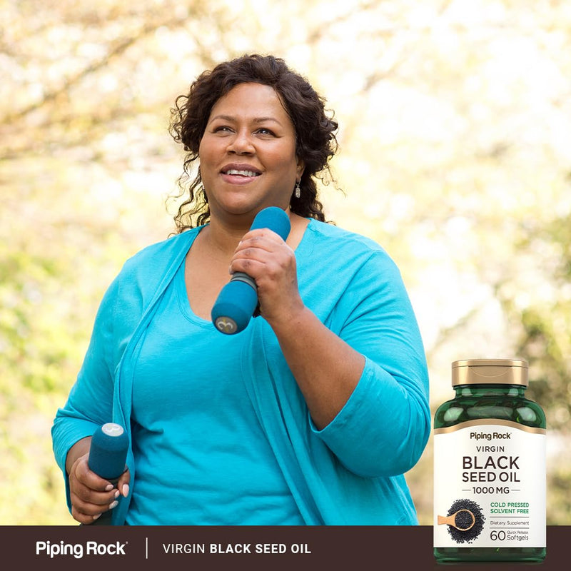 [Australia] - Piping Rock Black Seed Oil Pills | 1000mg | 60 Softgels | Cold Pressed Solvent Free | Non GMO, Gluten Free Supplement 