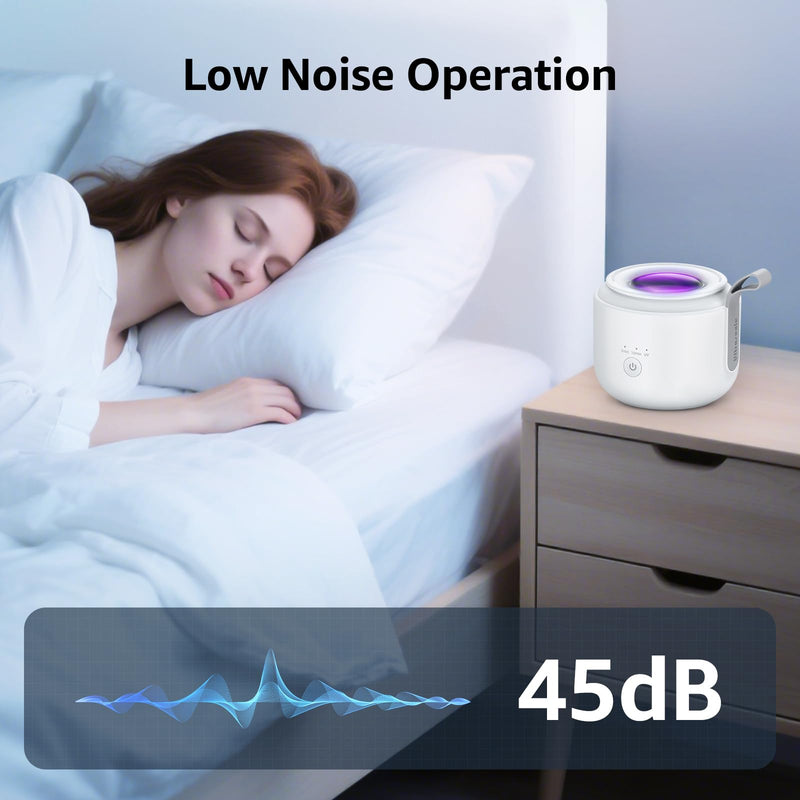 [Australia] - Ultrasonic Retainer Cleaner Machine: 48kHz Rechargeable Cordless Denture Cleaner - Waterproof Ultrasonic Jewelry Cleaner - 200ML Dental Cleaning Pod for Mouth Guard, Aligner, White 